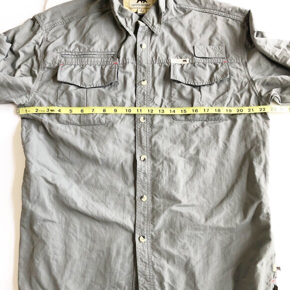 DAKOTA GRIZZLY Long Sleeve Fishing Shirt Gray Button Up Mens Large Outdoor - Picture 5 of 7